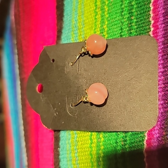 Handmade Glass Peach Earrings - Picture 4 of 4